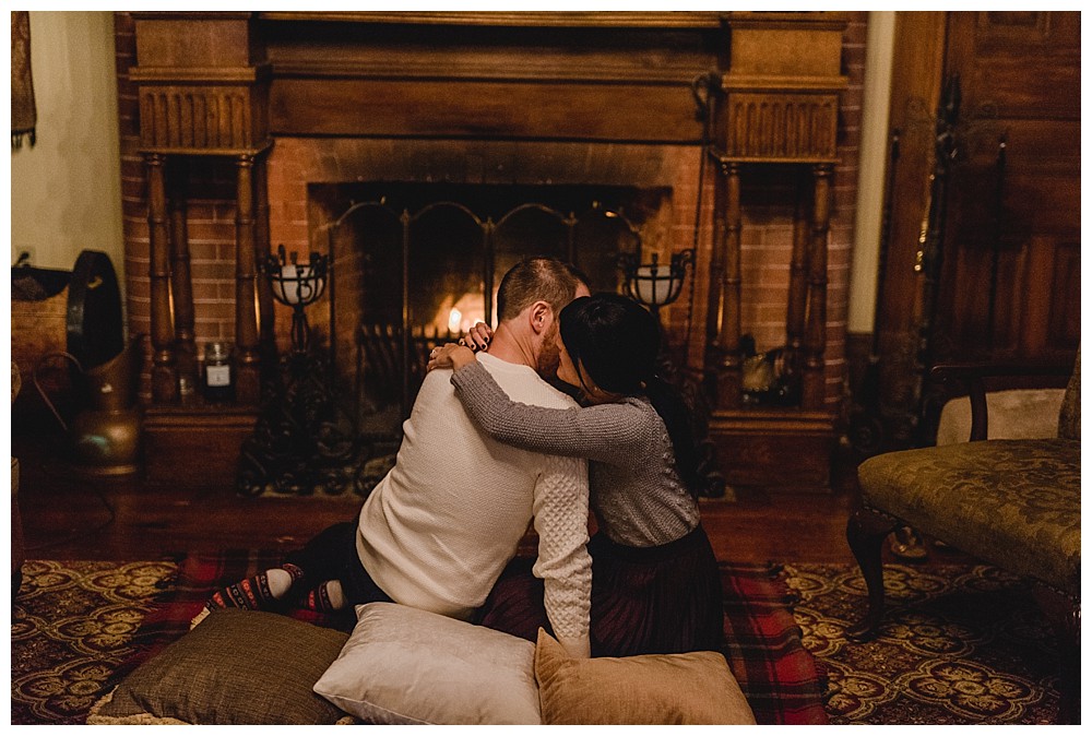 niagara on the lake the grand victorian bed and breakfast winter engagement session vineyard fireplace