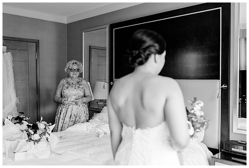 bride getting ready featured in martha stewart weddings steamwhistle brewery downtown toronto modern romantic wedding jacqueline james photography