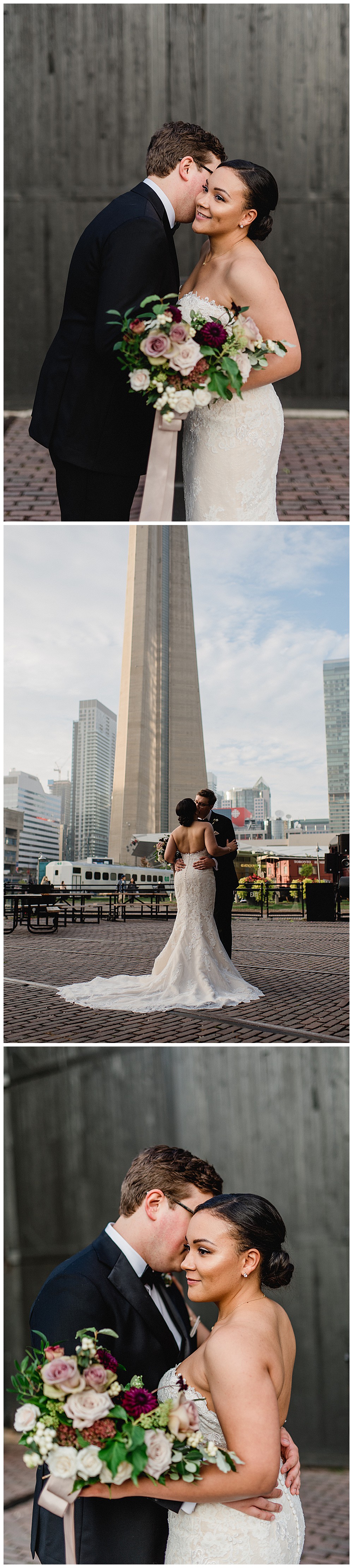 bride and groom portraits featured in martha stewart weddings steamwhistle brewery downtown toronto modern romantic wedding jacqueline james photography