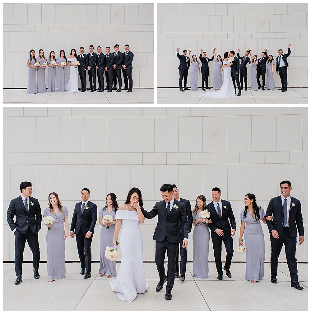 wedding party bridal party fun relaxed editorial aga khan museum downtown toronto modern romantic wedding jacqueline james photography