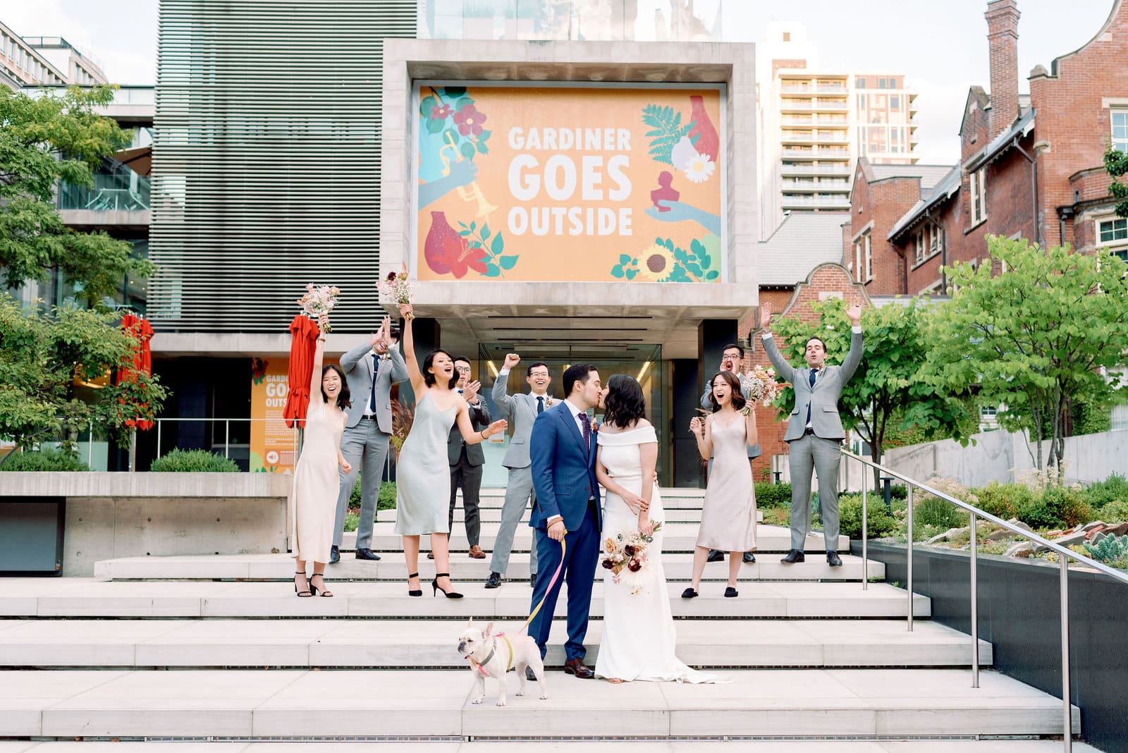 Candid smiling wedding party portraits at Gardiner Museum downtown toronto modern romantic wedding jacqueline james photography