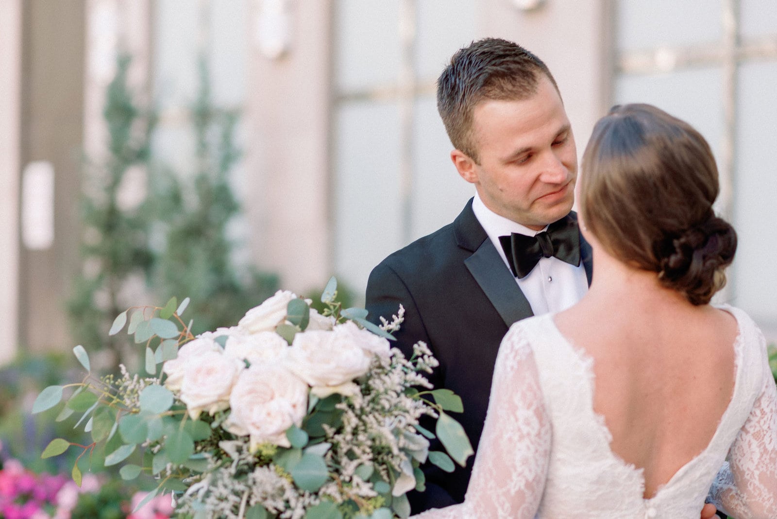 bride and groom emotional first look storys building toronto wedding venue jacqueline james photography