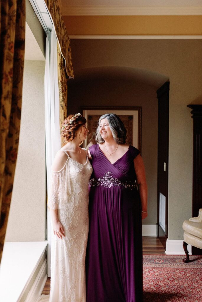 bride and mother on wedding day candid old mill wedding toronto wedding venue jacqueline james photography