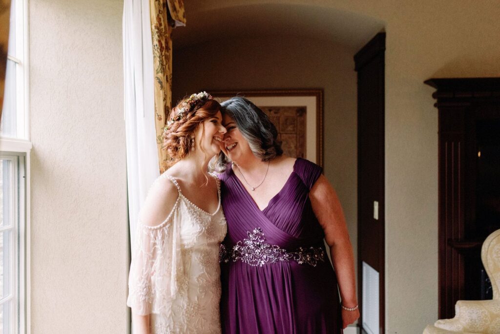 bride and mother on wedding day candid old mill wedding toronto wedding venue jacqueline james photography