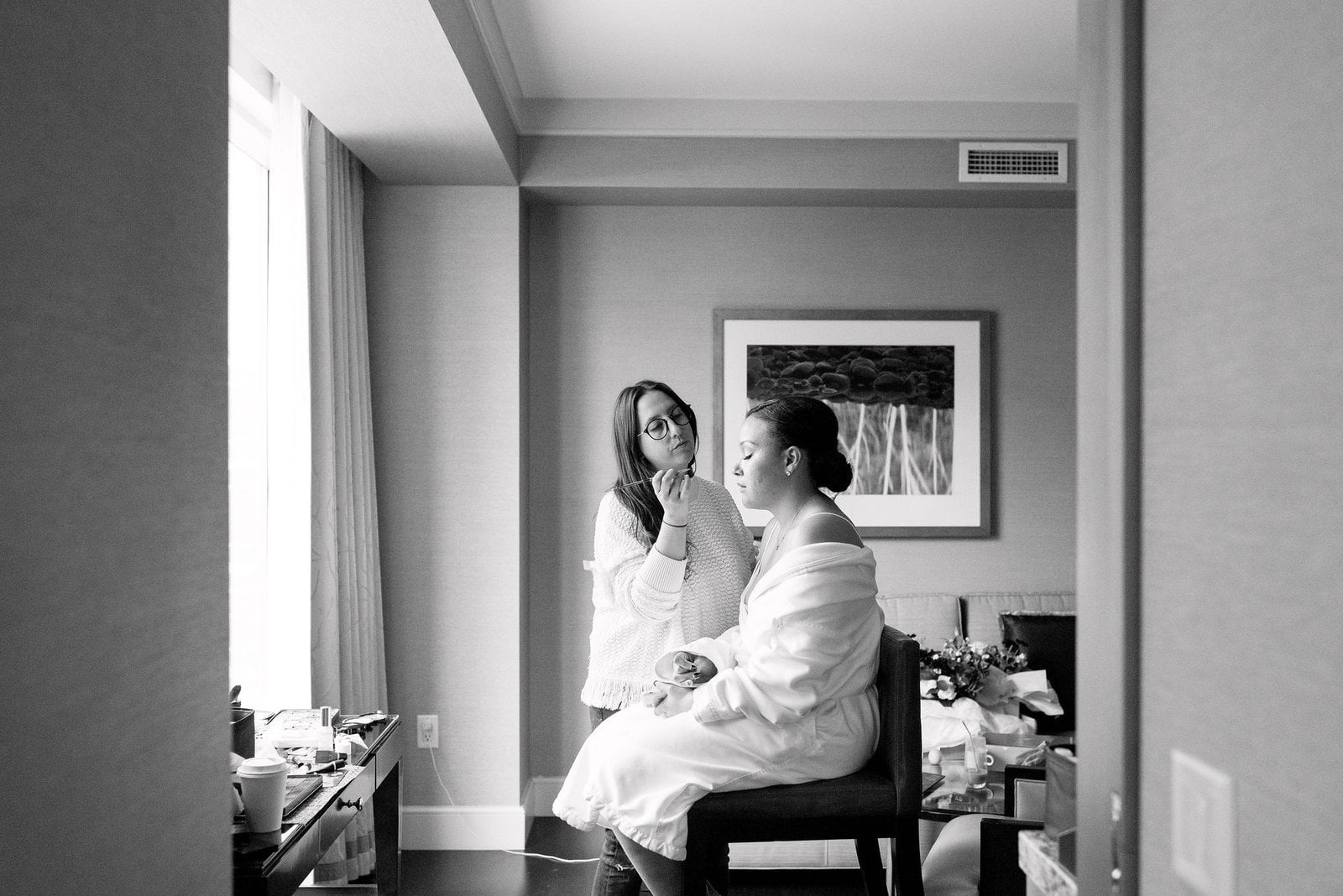 Makeup my Ashley Reading bride getting ready morning of wedding featured by martha stewart weddings steam whistle wedding toronto wedding venue jacqueline james photography