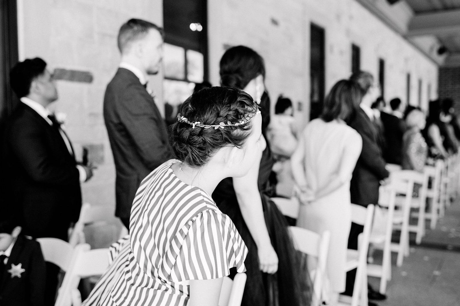 Guests Excited to see Bride at Wedding Ceremony Sunny Toronto at Arlington Estate Wedding Venue, Summer Intimate Elopement Jacqueline James Photography