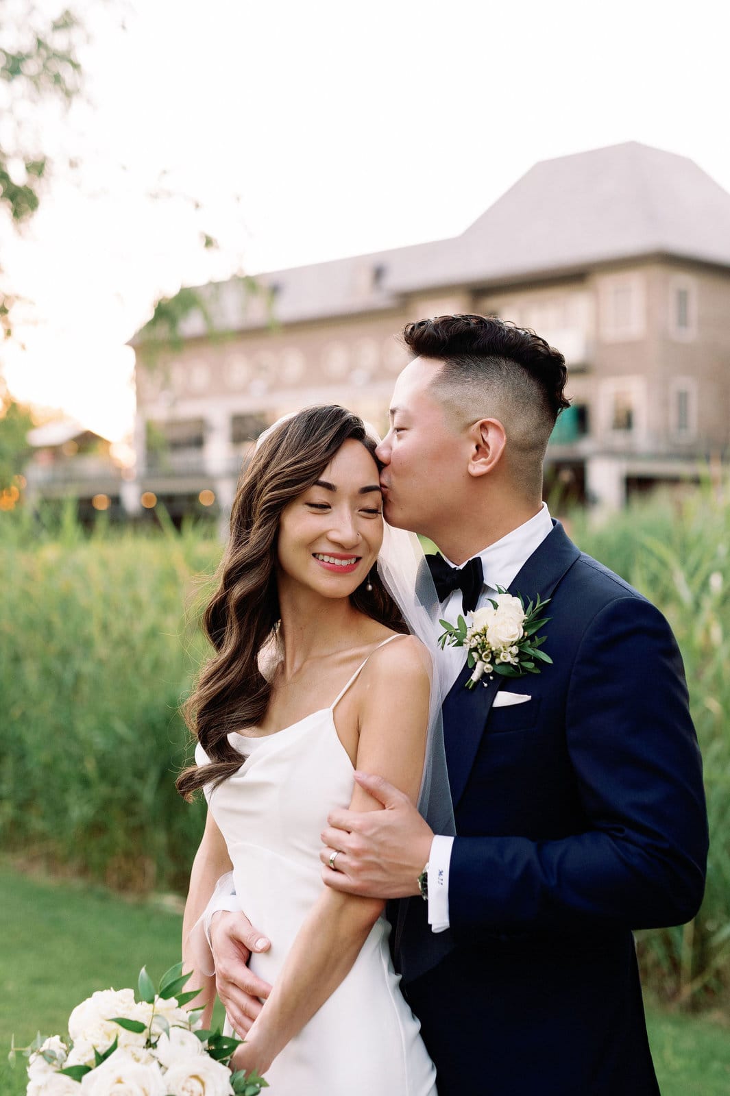 Bride and Groom Editorial Golden Hour Sunset Portraits Cotton Candy Sky In Love Toronto at Arlington Estate Wedding Venue, Modern Romantic Summer Intimate Elopement Jacqueline James Photography
