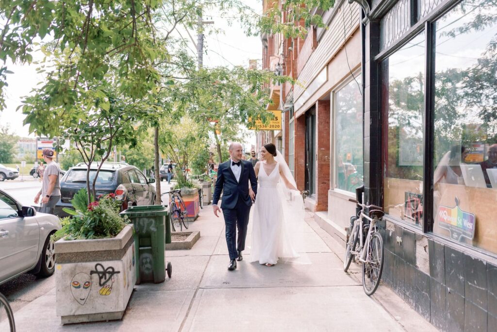 modern editorial bride and groom portraits on wedding day at gladstone House toronto wedding venue jacqueline james photography