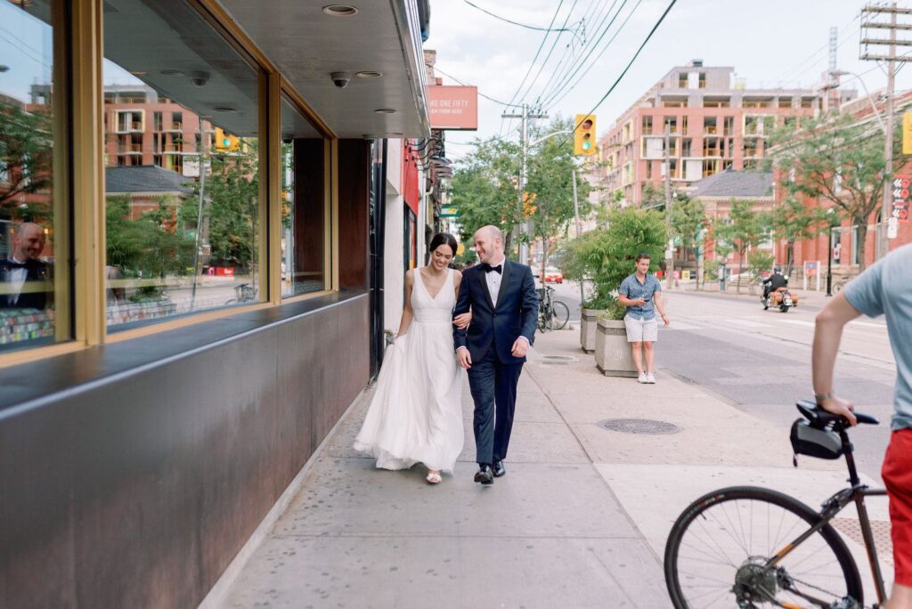 modern editorial bride and groom portraits on wedding day at drake House queen street toronto wedding venue jacqueline james photography