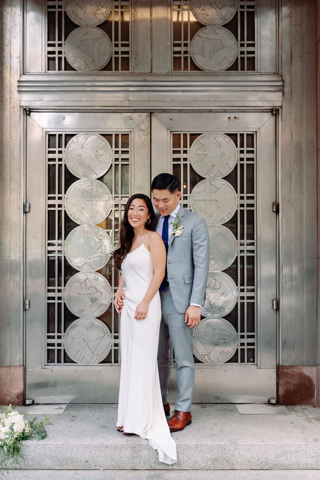 Bride and Groom Editorial Portraits Around Financial District Downtown Toronto Wedding Photographer Jacqueline James Photography