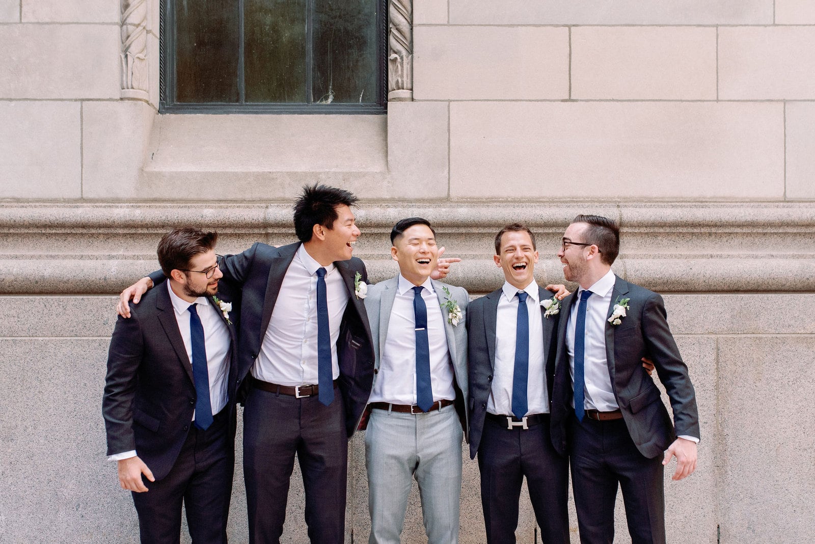 Editorial Groomsmen Wedding Party in Financial District Downtown Toronto Wedding Photographer Jacqueline James Photography