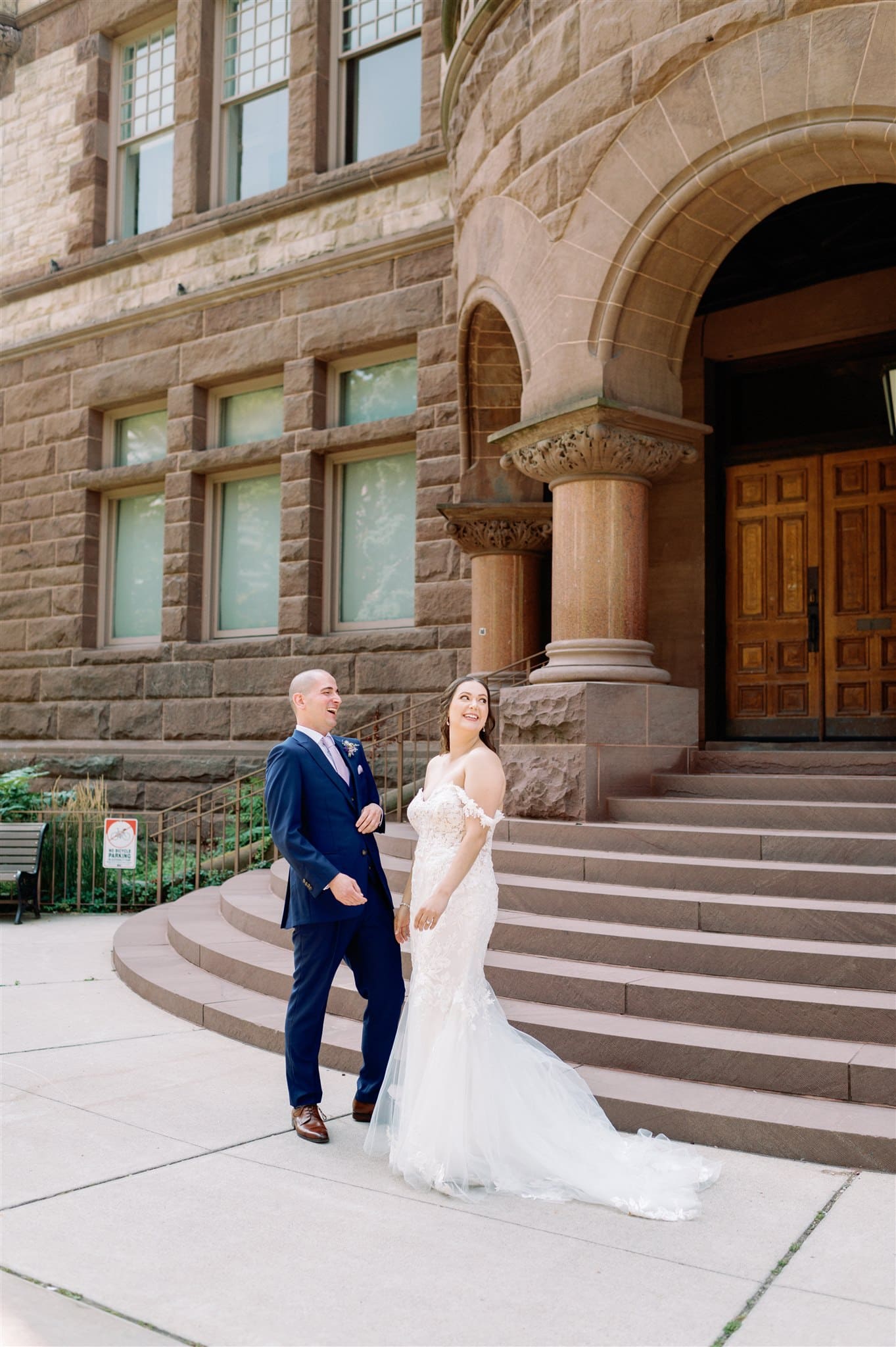 Emotional Bride and Groom First Look at University of Toronto Intimate Wedding Elopement Jacqueline James Photography