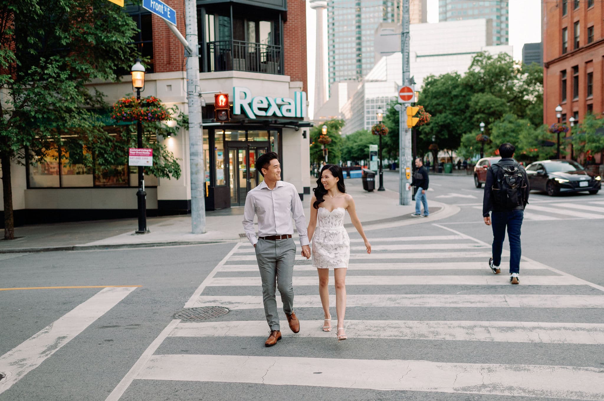 Modern editorial toronto couple romantic engagement photo session esplanade 