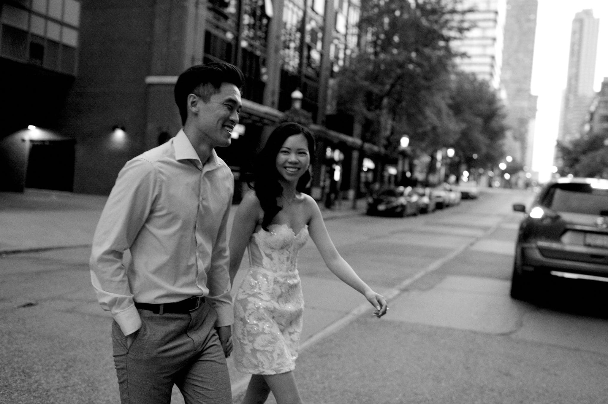 Modern editorial toronto couple romantic engagement photo session esplanade st lawrence market gooderham building