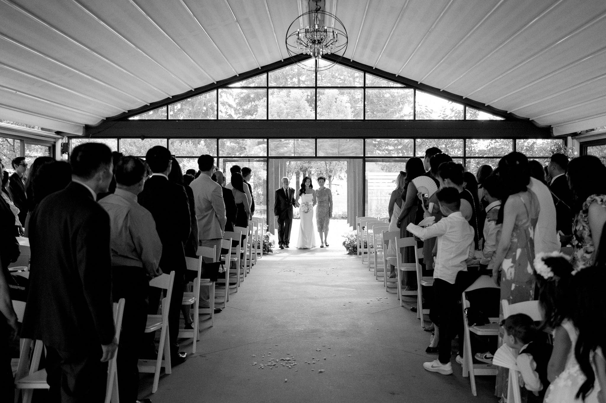 bride dramatic emotional entrance at ceremony at whistle bear golf club wedding cambridge