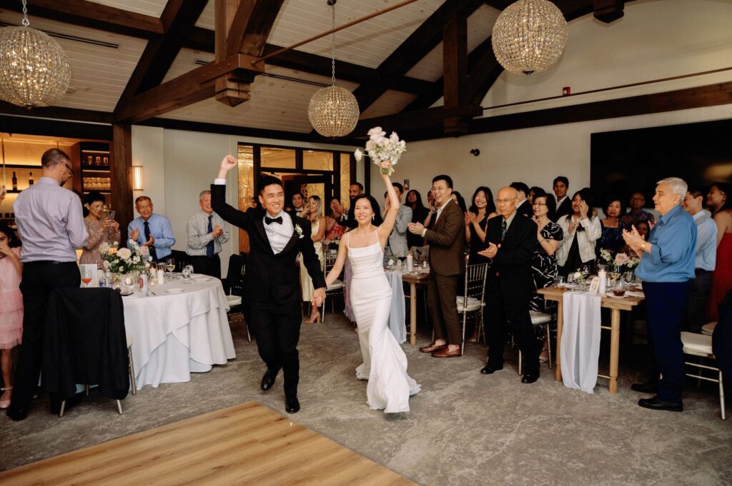 happy candid reception moment at whistle bear golf club wedding cambridge cambridge