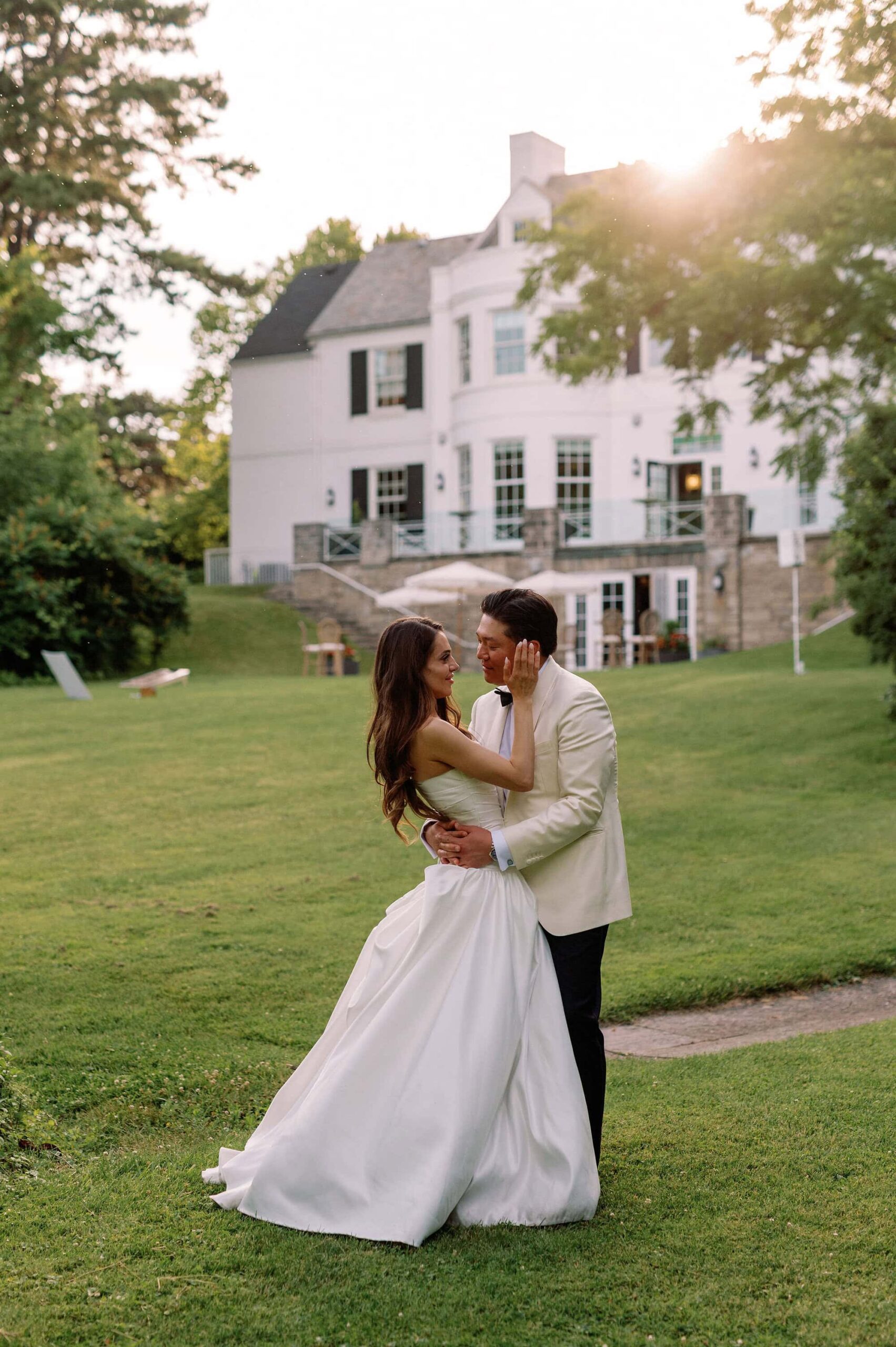 sunset golden hour romantic modern portraits bride and groom harding waterfront estate wedding mississauga toronto wedding photographer
