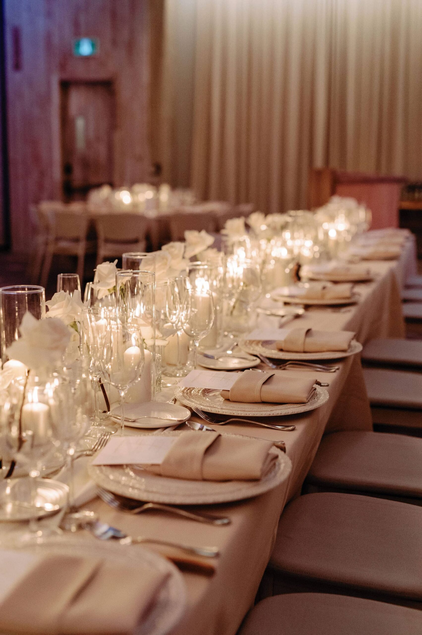 Wedding reception table with candlelight at 1 Hotel Toronto