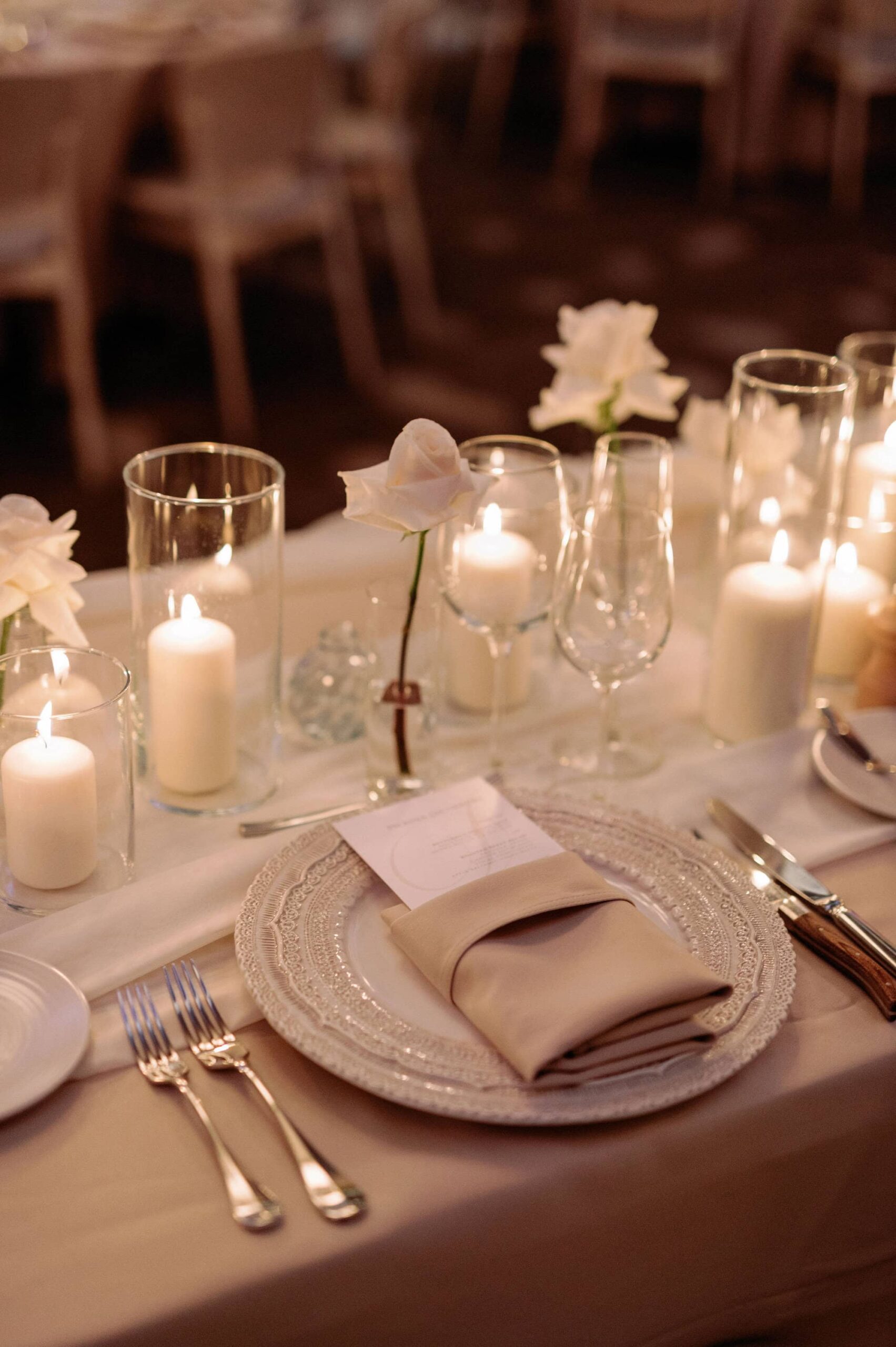 Wedding reception table with candlelight at 1 Hotel Toronto
